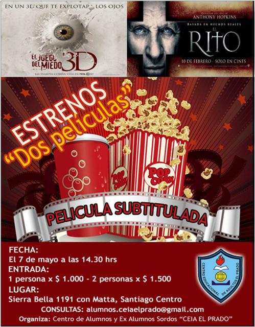 Afiche de promoción elaborado por Colegio El Prado para la exhibición de las películas.