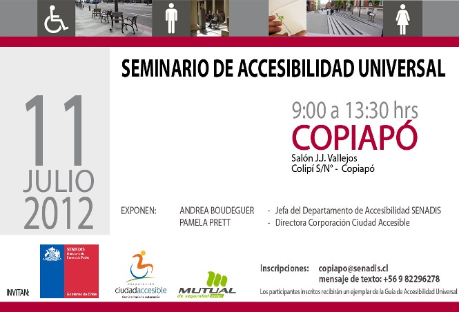 Anuncio de realización del seminario de Accesibilidad en Copiapó.