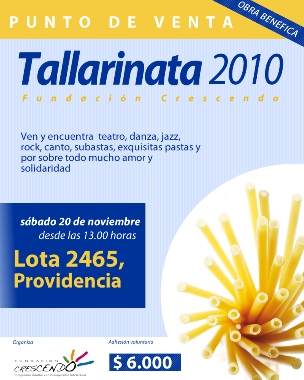 Afiche de la Tallarinata que se realizará el 20 de noviembre.