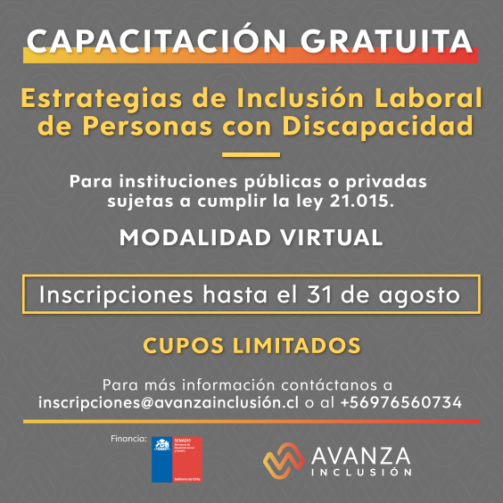 AVANZA Inclusión y SENADIS ofrecerán capacitaciones gratuitas sobre inclusión laboral a empresas de todo Chile