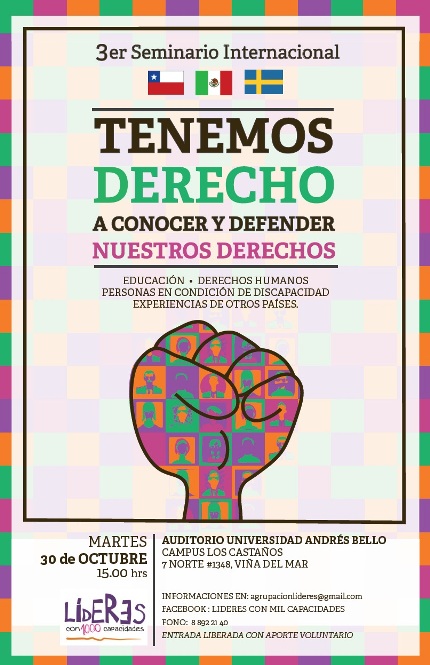 Afiche 3º Seminario Agrupación Líderes con Mil Capacidades “Tenemos DERECHO a conocer y defender nuestros DERECHOS”