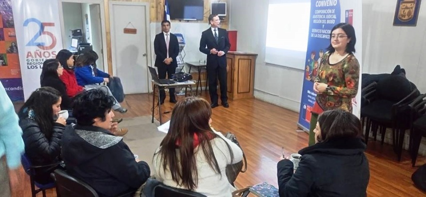 Profesional de Senadis, Sergio Arellano expone en la actividad.