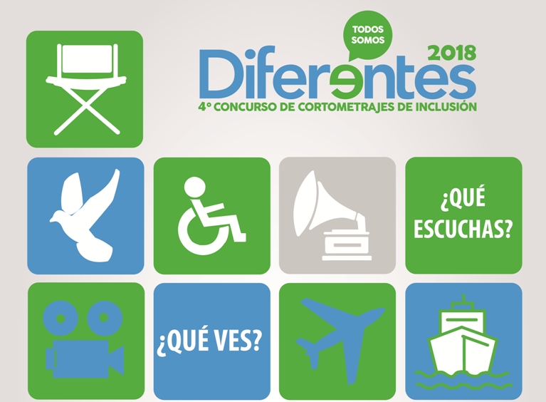 Afiche de difusión de Concurso de Cortometrajes de Inclusión “Todos Somos Diferentes”. 