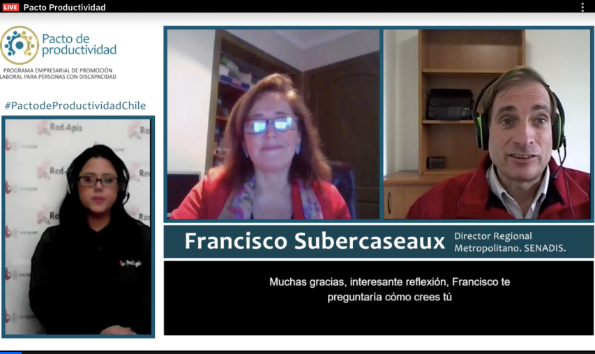 Captura de pantalla del webinar de Pacto de Productividad Chile. 