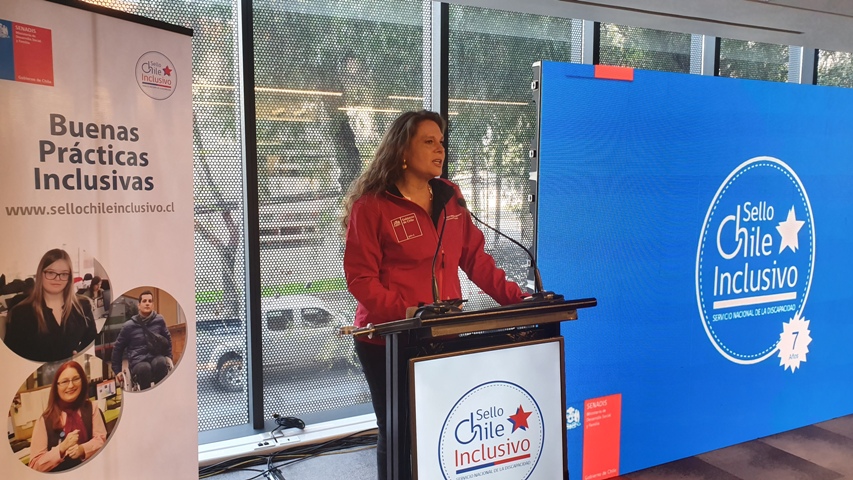 La Directora Nacional de Senadis, María Ximena Rivas, presentó el Sello Chile Inclusivo 2019.